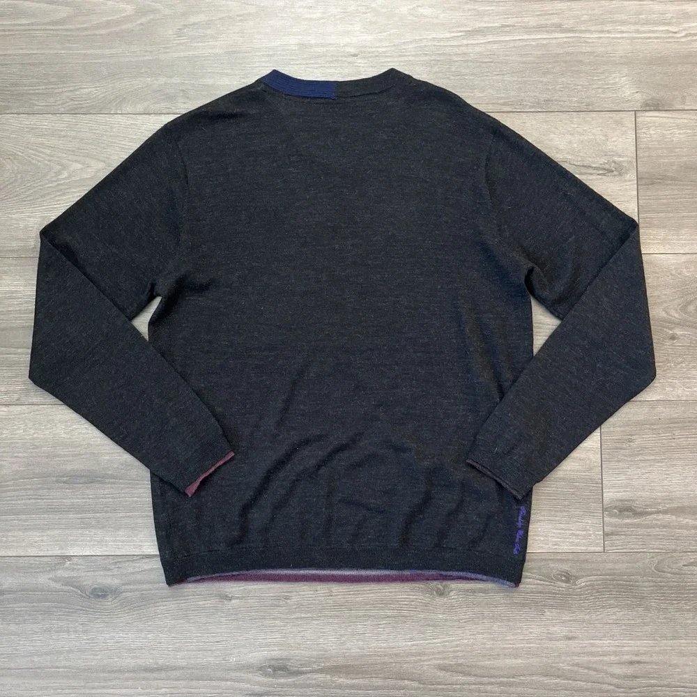 Robert Graham Mens M V-Neck Pullover Sweater Black